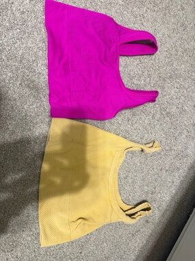 all in motion Hot Pink and yellow Sports Tank Tops